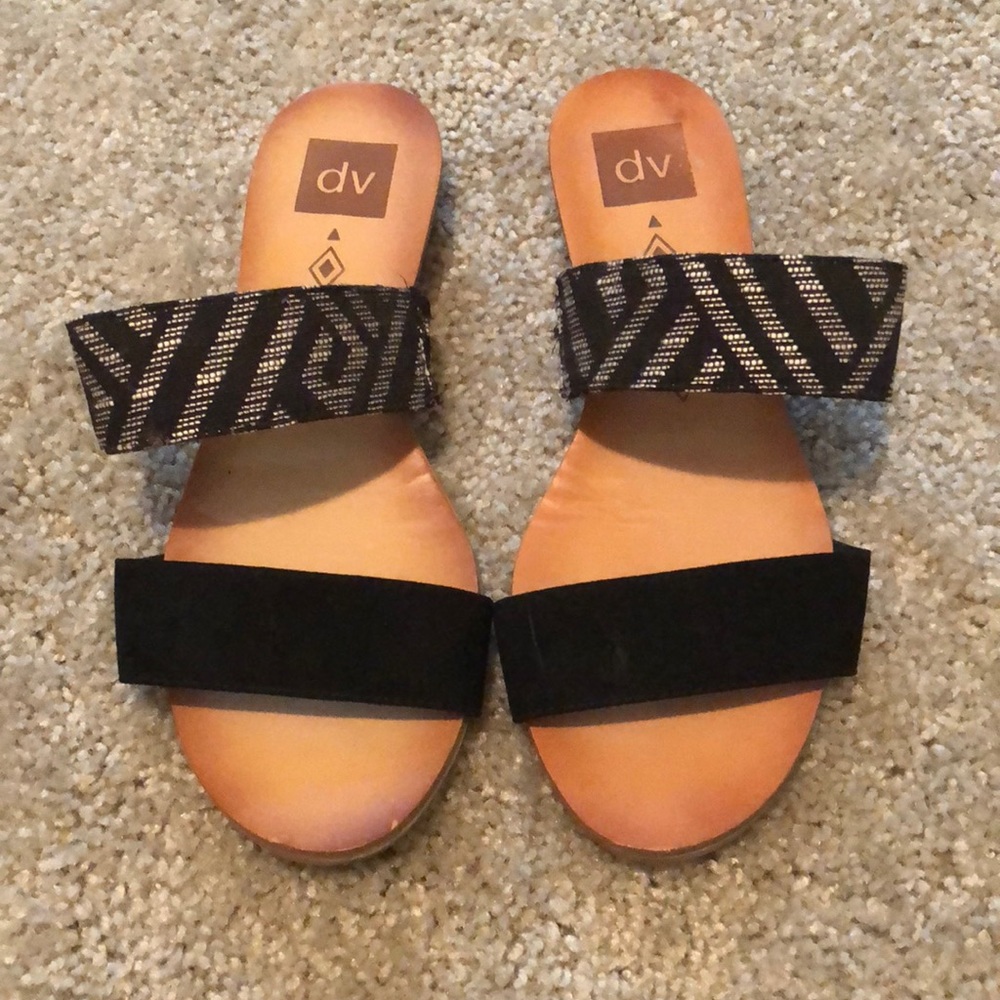 DV Dolce Vita Black Print Slide Sandals Sz 9